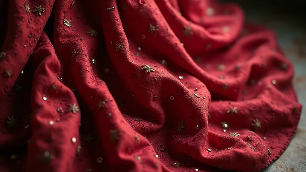 An 18th-century crimson silk gown.