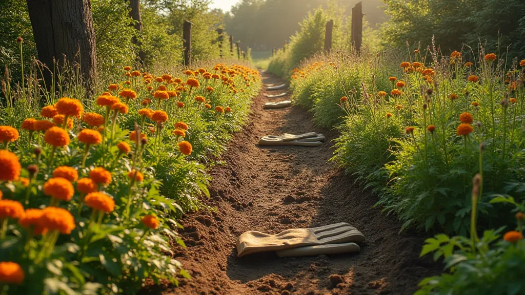 A vibrant natural dye garden in sunlight.