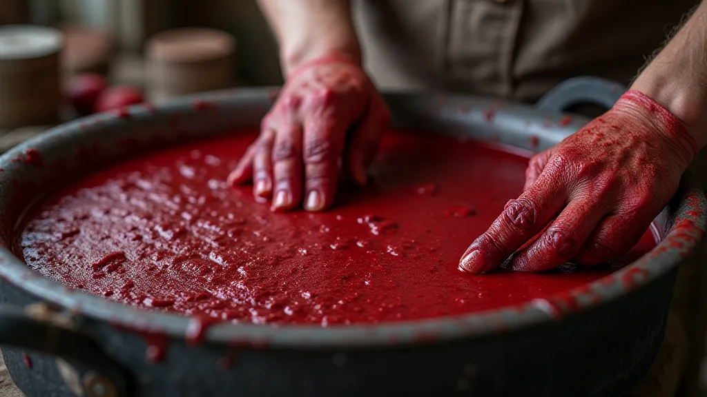 Dyer working with madder root dye