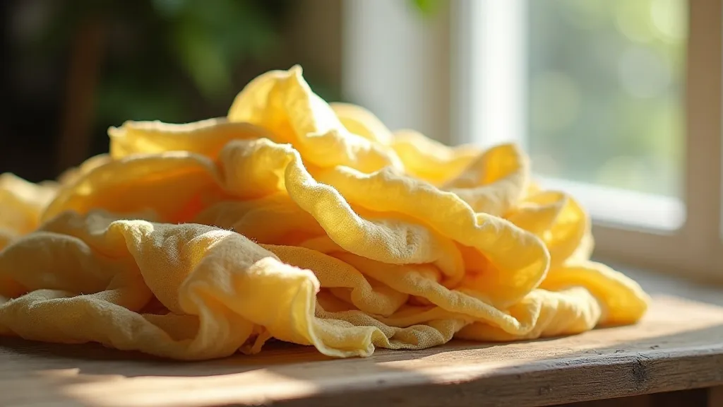 Pile of mullein-dyed silk scarves