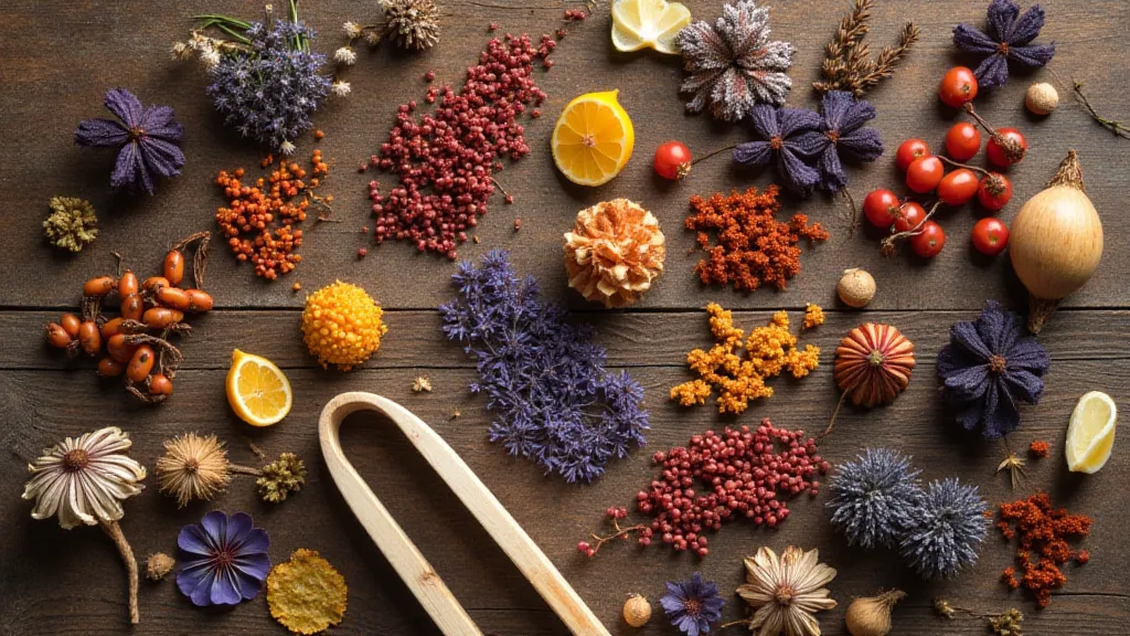 Collection of natural dye ingredients.