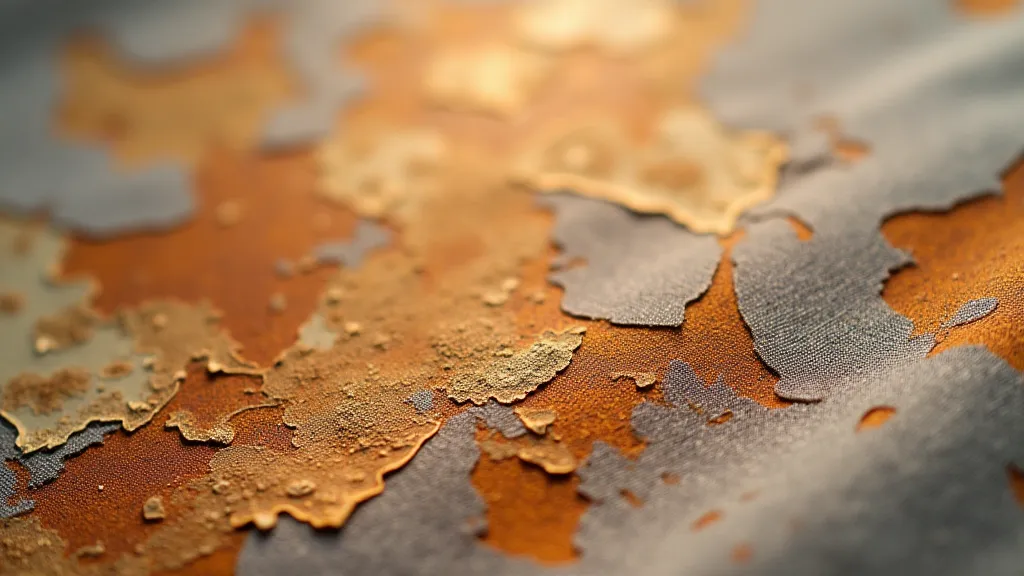 Varied rust shades on linen fabric