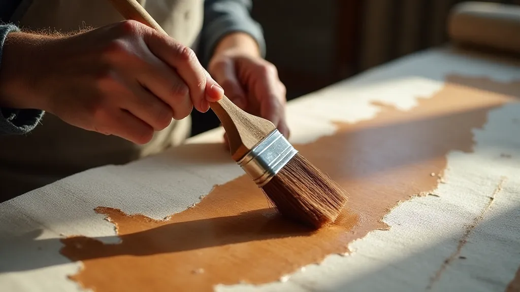 Craftsman dyeing fabric with tannin dye